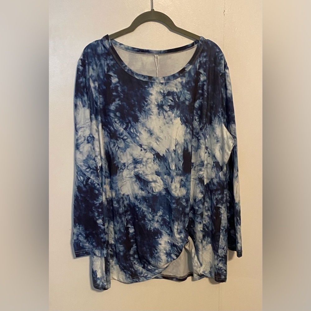 DOLNINE Womens Plus Size Knotted Top, Long Sleeve Tee Shirt. 16W